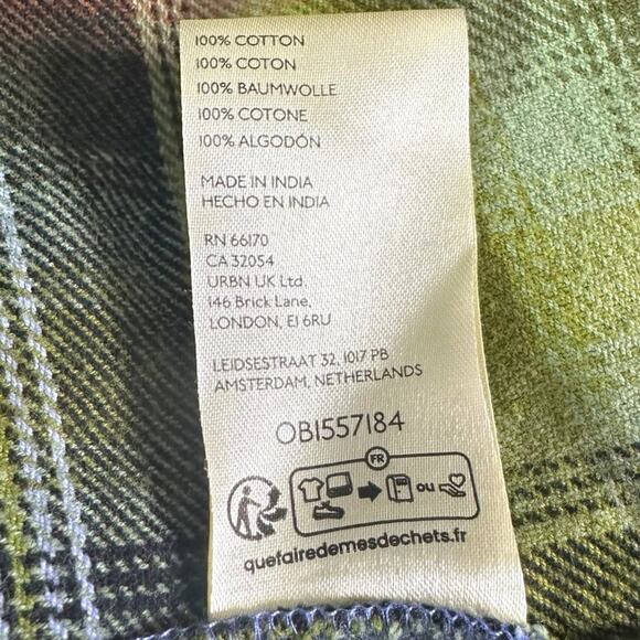 Free People Grunge 90s Flannel Plaid Izzie Cargo Shirt Jacket Shacket Medium - Picture 14 of 15